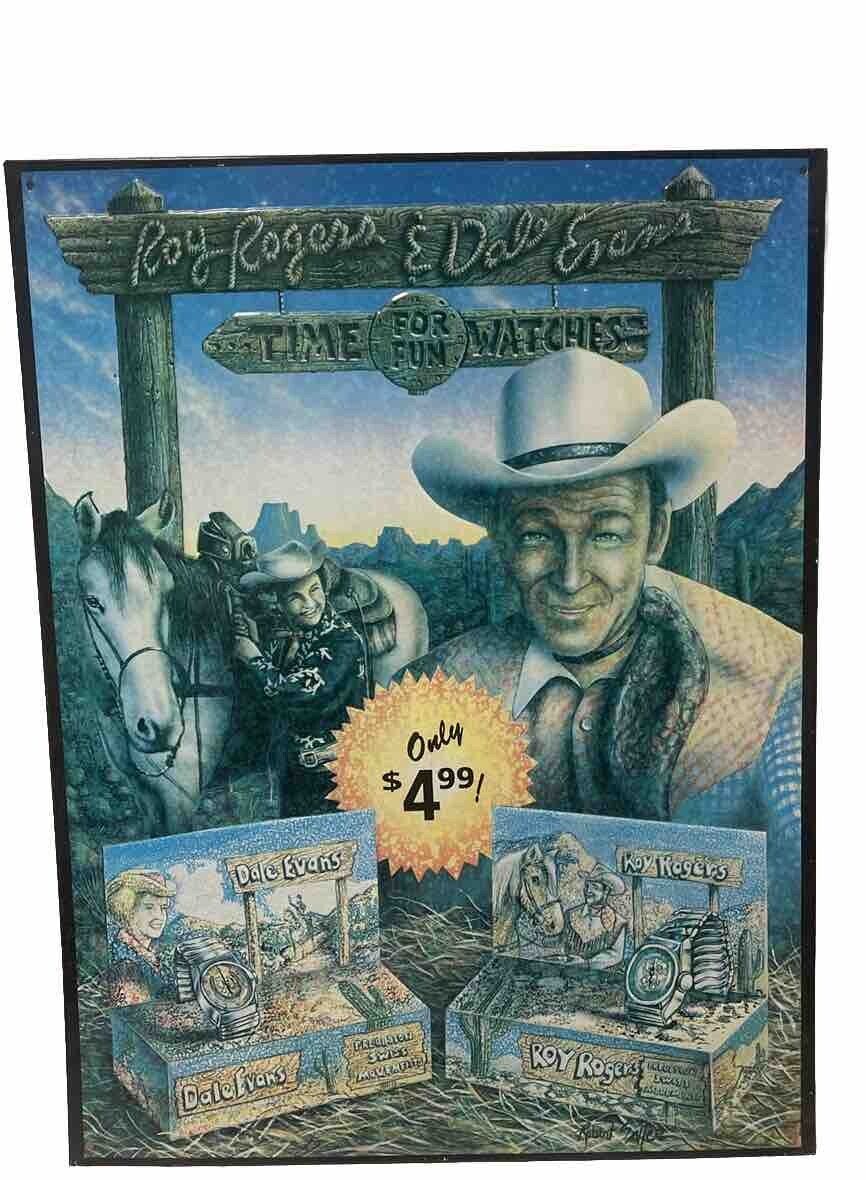 Rare - Vintage 1940-50s era Westerns Cowboy Tin Sign - Roy Rogers