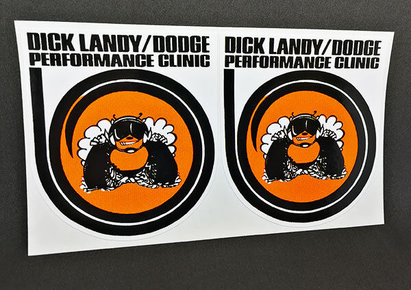 Pair of Dick Landy Dodge Performance Clinic Vintage Style DECALS, Vinyl STICKER
