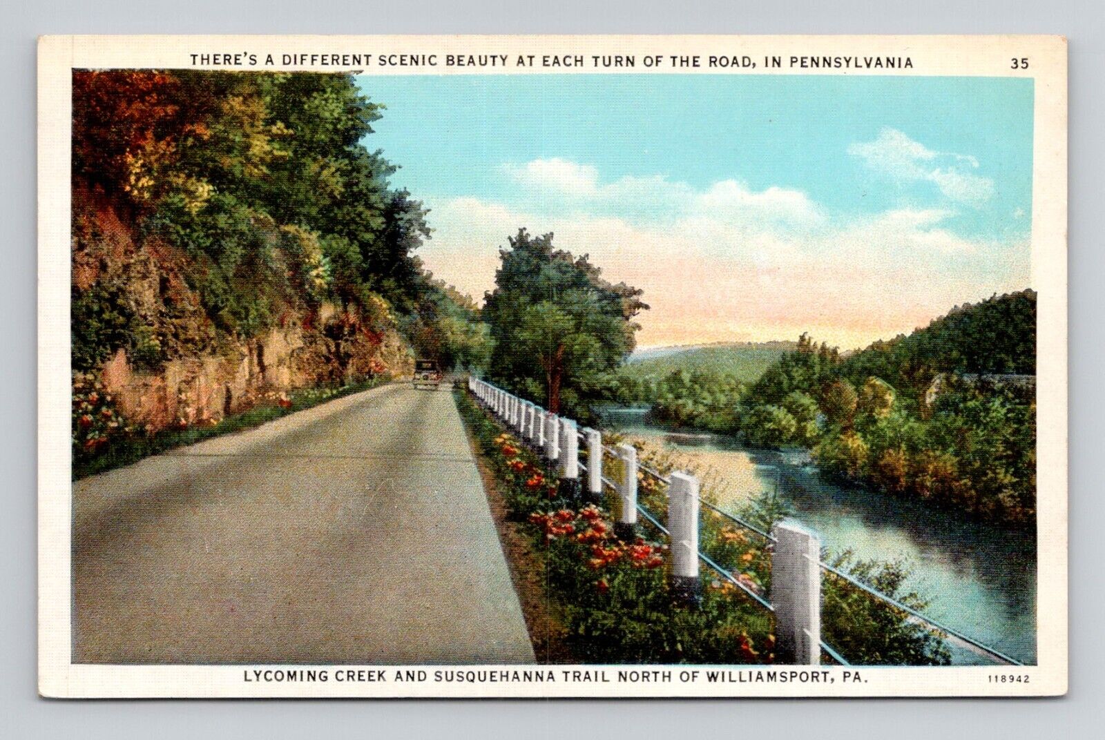Postcard Susquehanna Trail Williamsport Pennsylvania PA, Vintage Linen L9