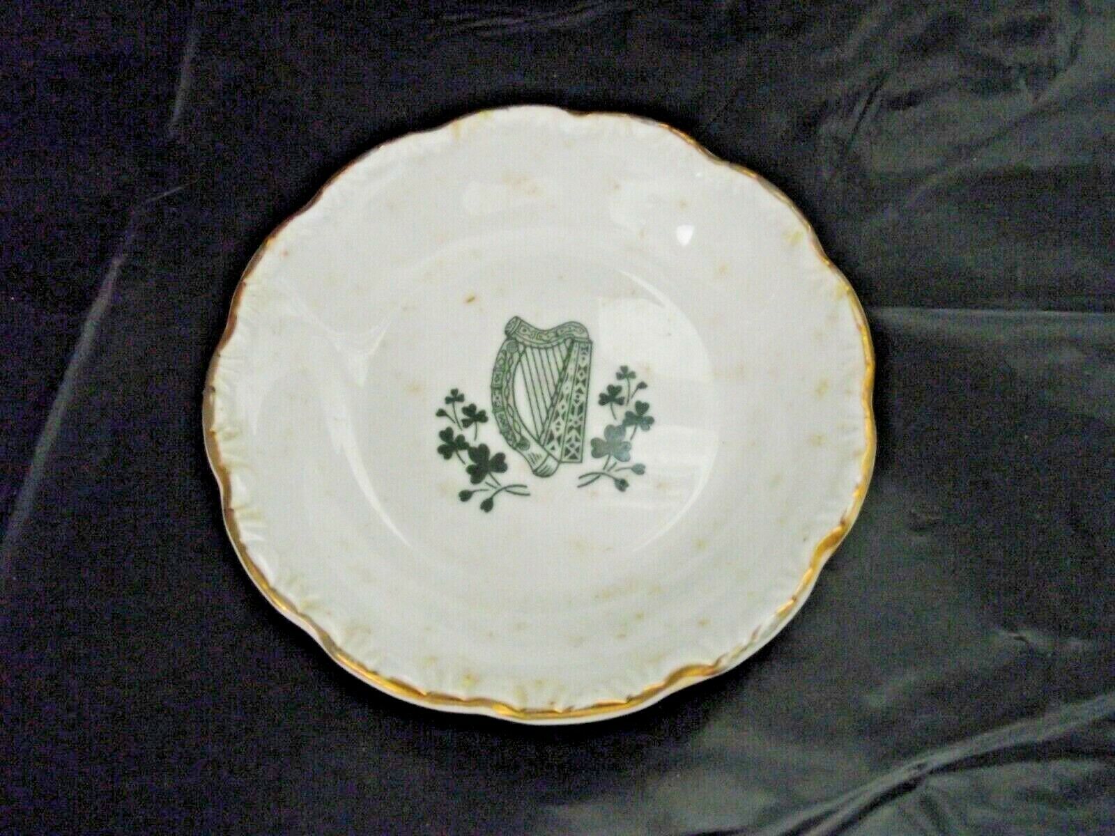 Tudorcraft Fine Bone China Trinket Dish ~ Ireland *Clover Leaf* Harp Gold Trim