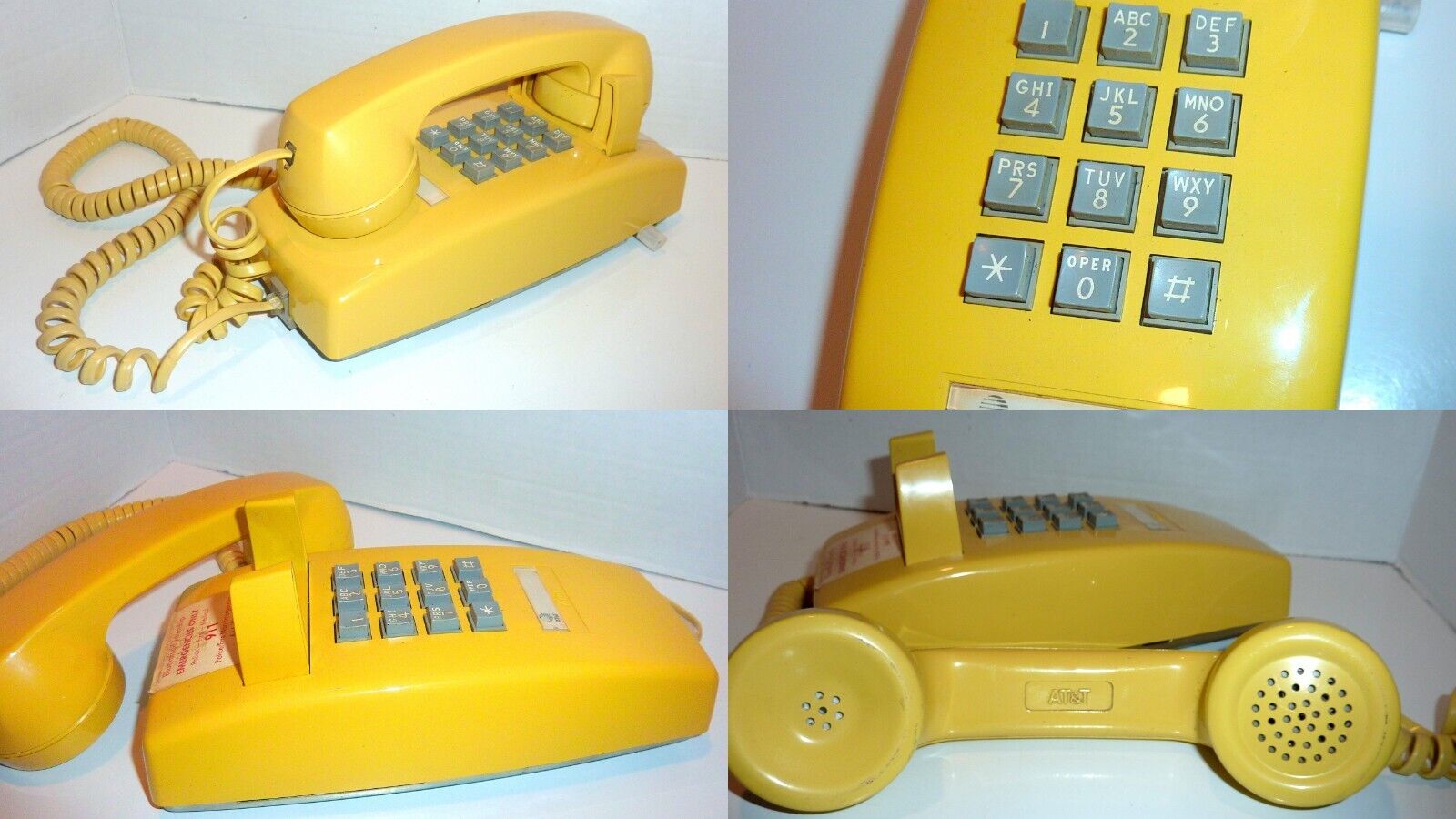 Vintage 1984 Western Electric Yellow Wall Phone Push Button Bell AT&T
