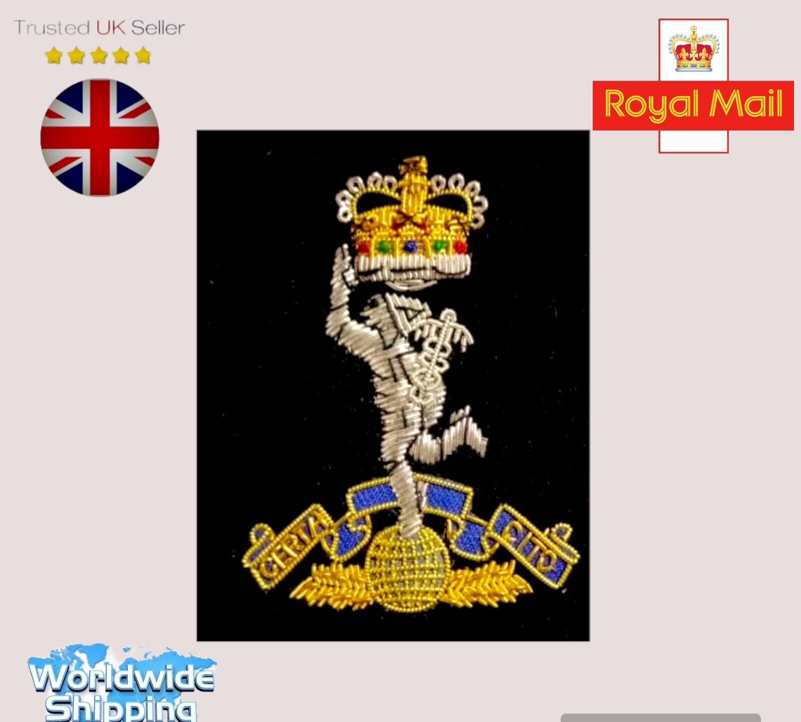 Royal Corps of Signals Regimental Blazer Badge black Background Blazer Patch.