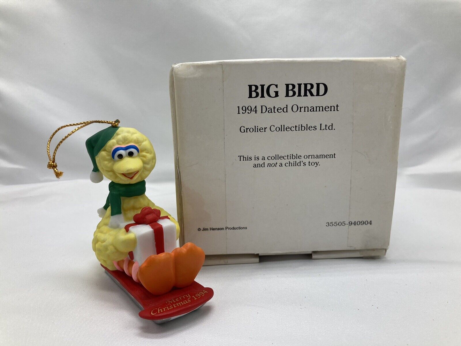 Big Bird Grolier Collectibles 1994 Dated Christmas Ornament Sesane Street Muppet