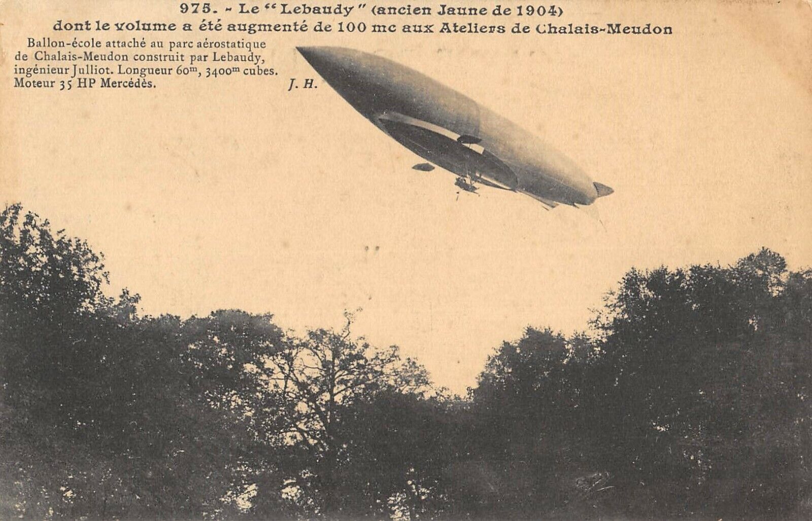 CPA AVIATION LE AIRSHIP ANTIQUE LEBAUDY YELLOW 1904 