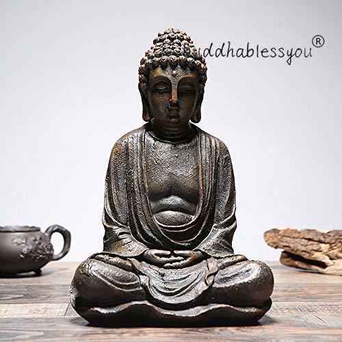 Vintage Sitting Buddha Statue Zen Gesture Buddha Figurine Sculpture Home Garden