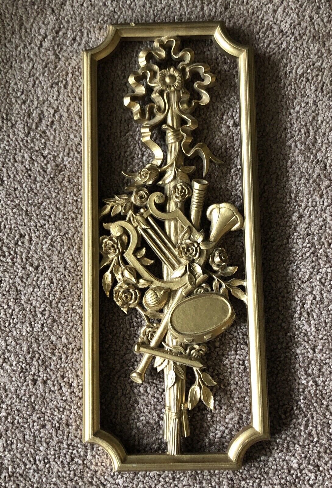 Vintage Homco Gold Plastic Wall Decor Musical Instruments 14\