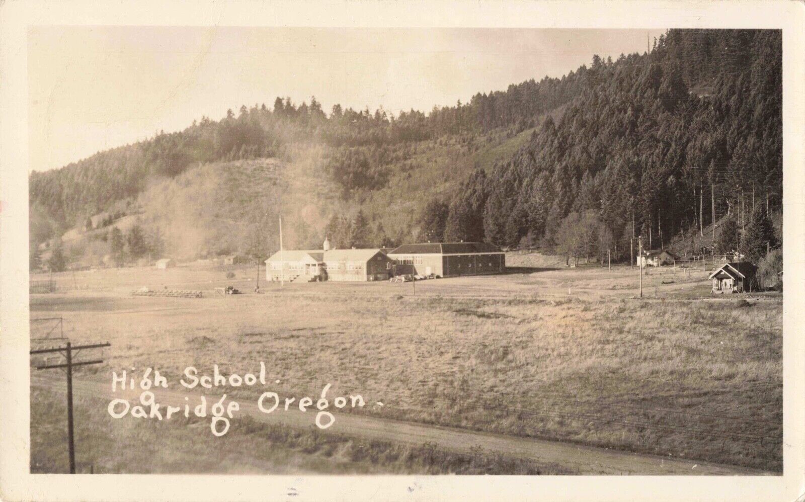 High School Building Oakridge Oregon OR c1940s Real Photo RPPC