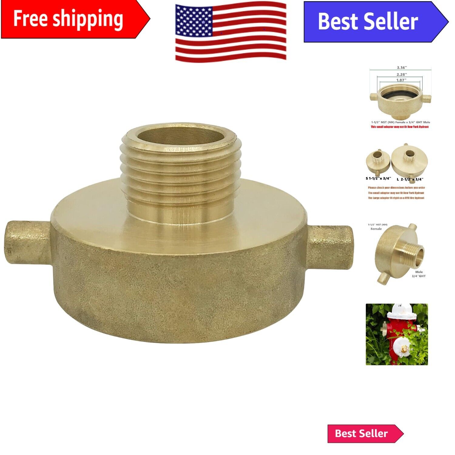 Corrosion-Resistant Fire Hydrant Adapter 1-1/2\