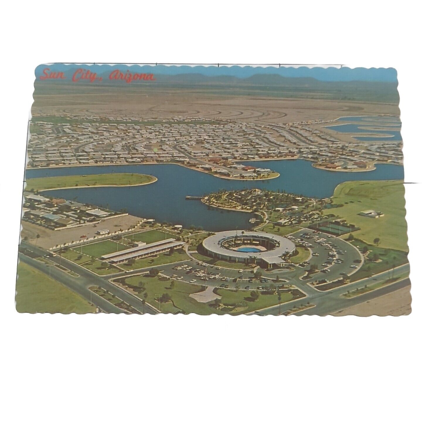 Postcard Sun City Arizona AZ Lakeview Center Recreation Aerial Unposted 12.3.6