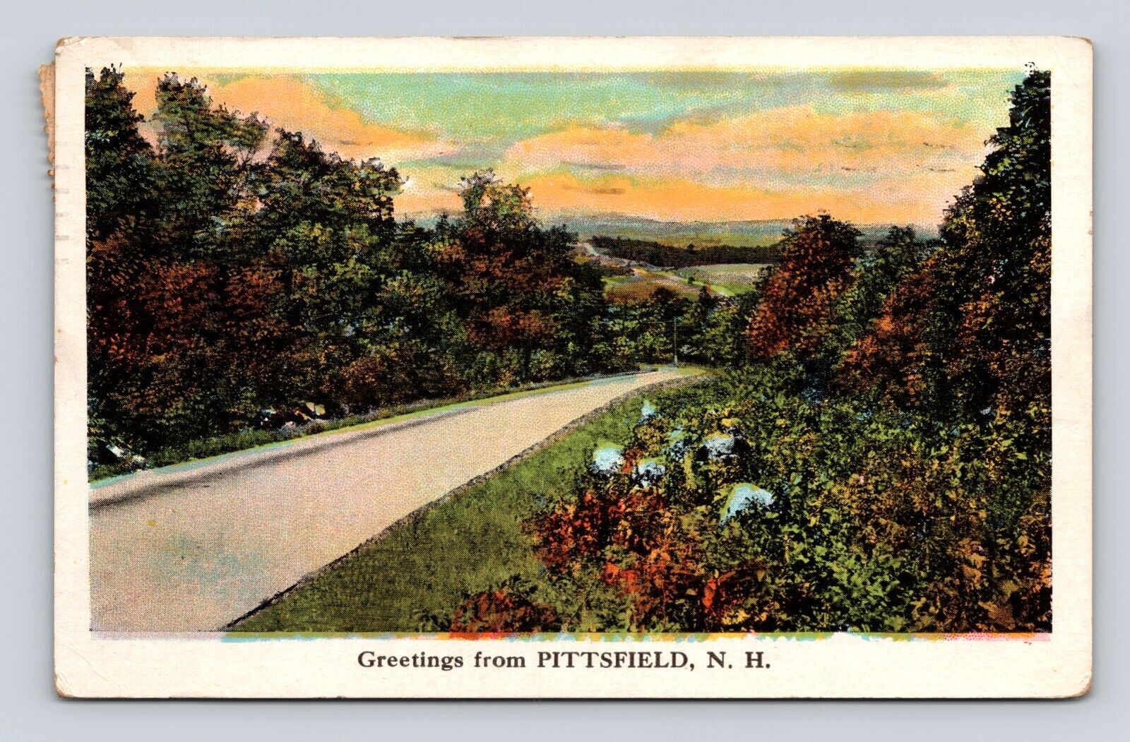 Old Postcard Greetings from Pittsfield NH 1934 Cancel New Hampshire