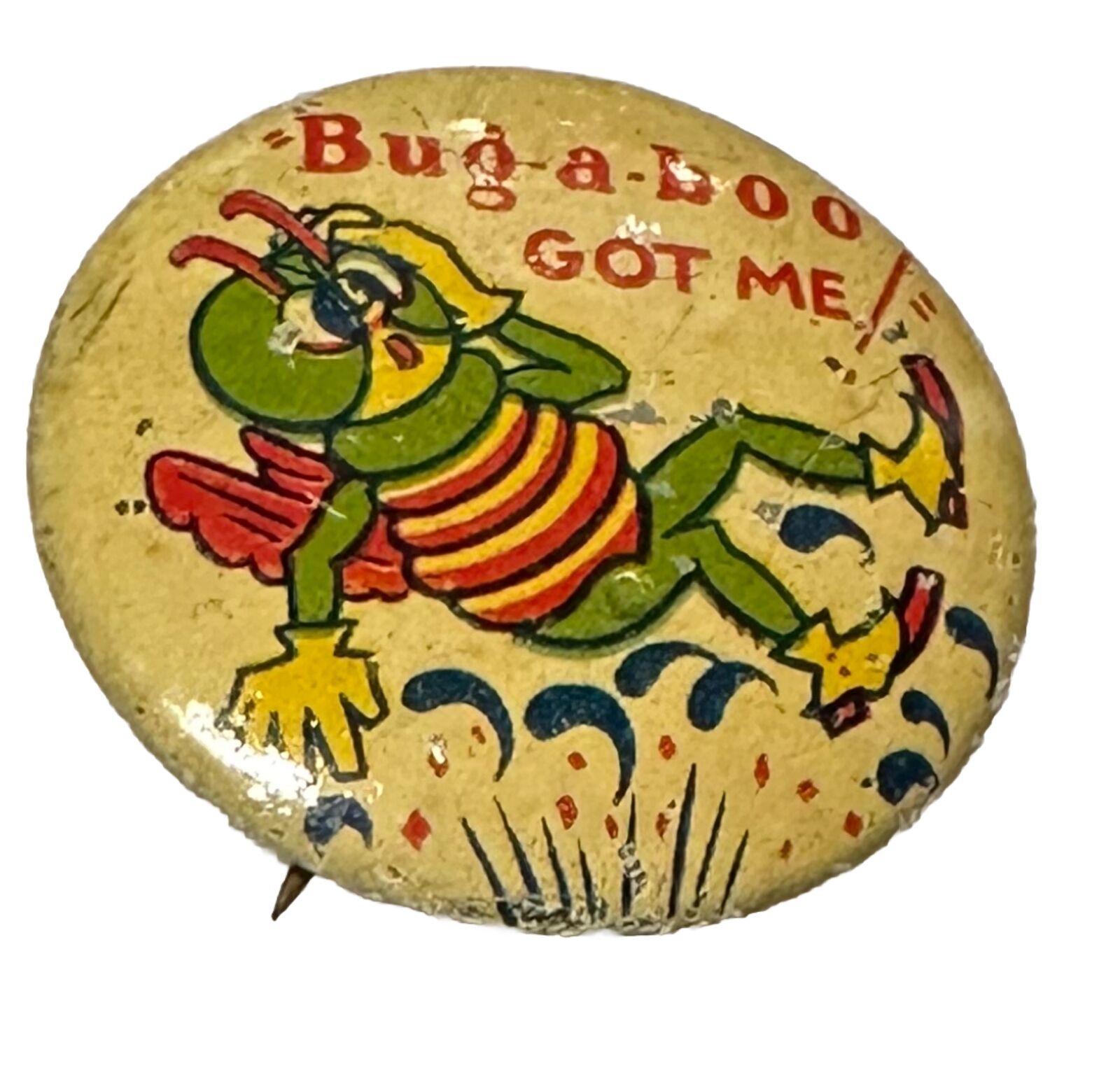 1940s Bugaboo Pest Bugs Insects Socony Vacuum Advertising Vintage Pinback Button