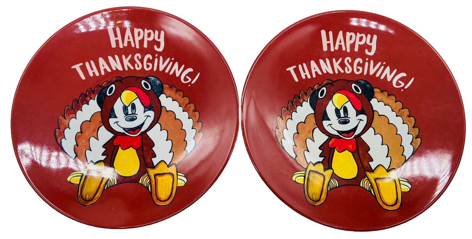 *SET of 2* Pottery Barn Kids Disney Mickey Mouse Thanksgiving Plates