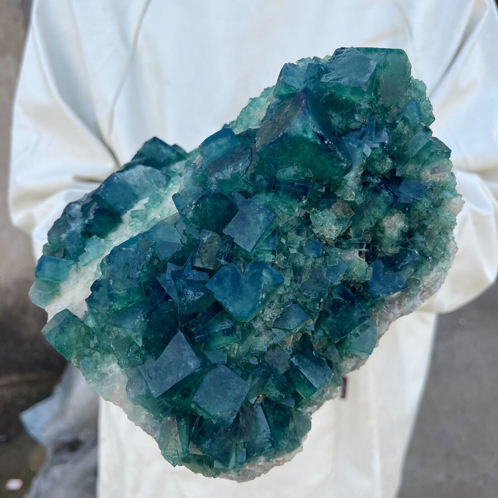 10.7lb Large NATURAL Green Cube FLUORITE Quartz Crystal Cluster Mineral Specimen