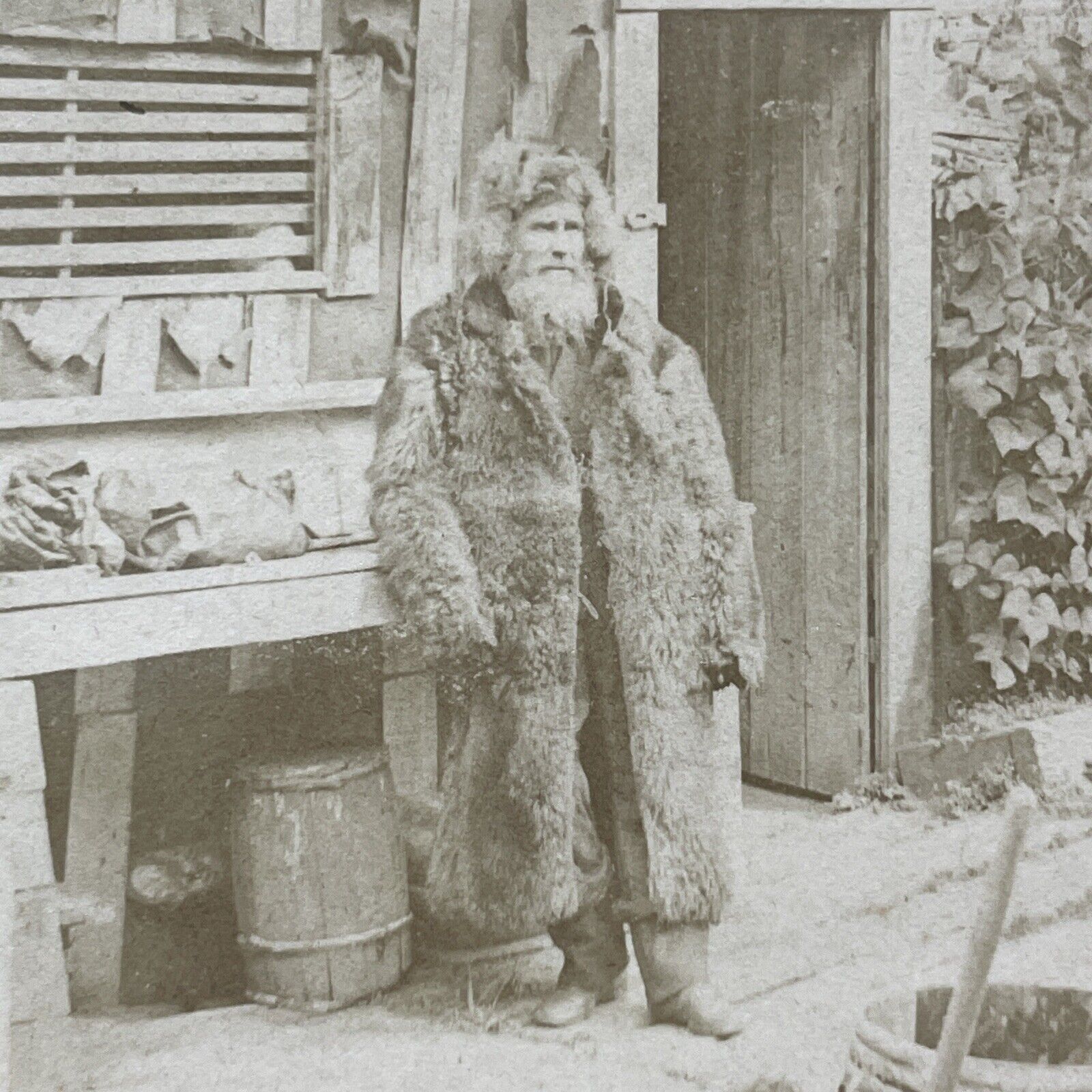 Antique 1883 Mountain Man Hermit Mount Vernon NH Stereoview Photo Card V1904