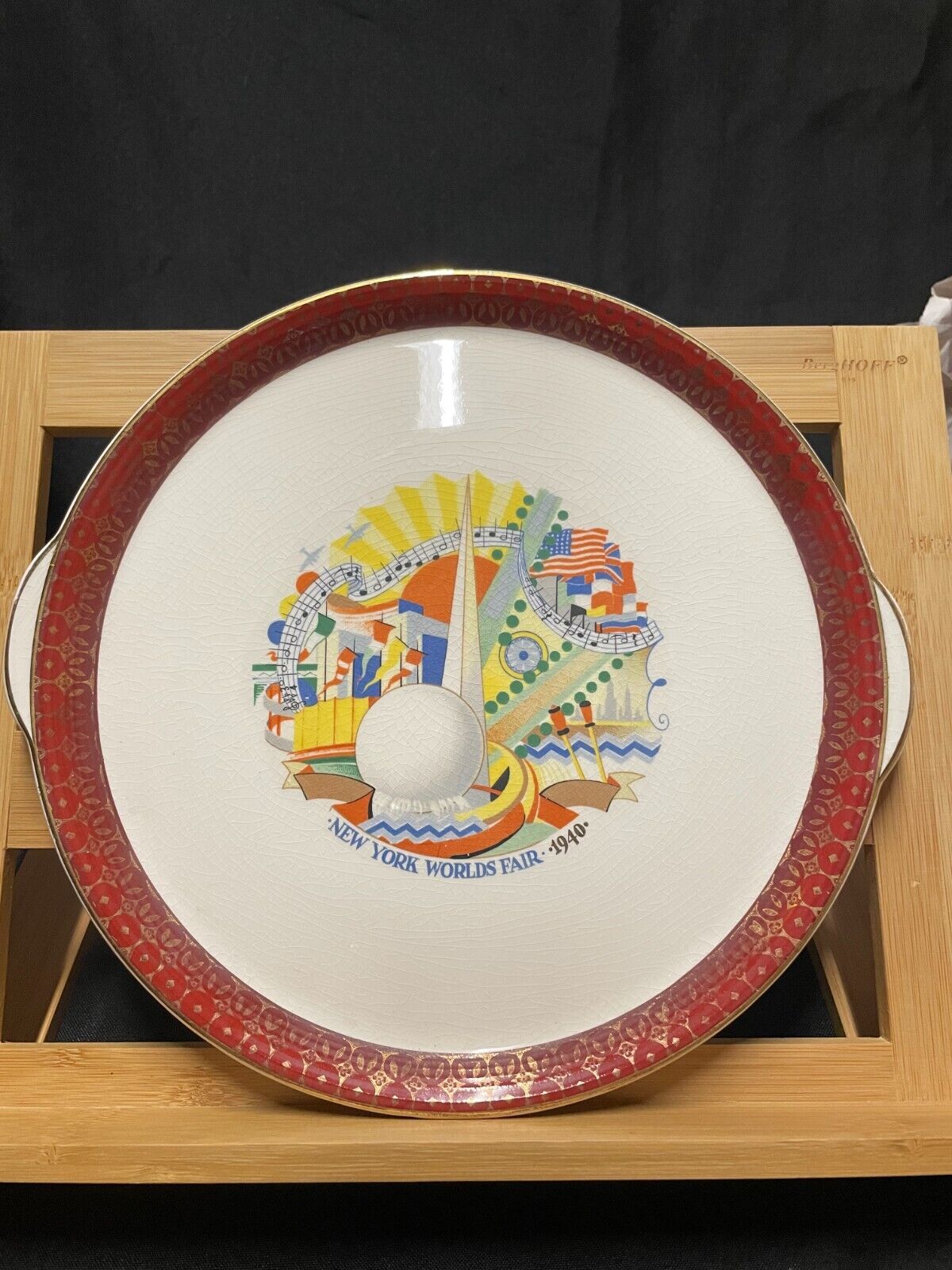 Worlds Fair  New York 1940 art deco platter in great condition