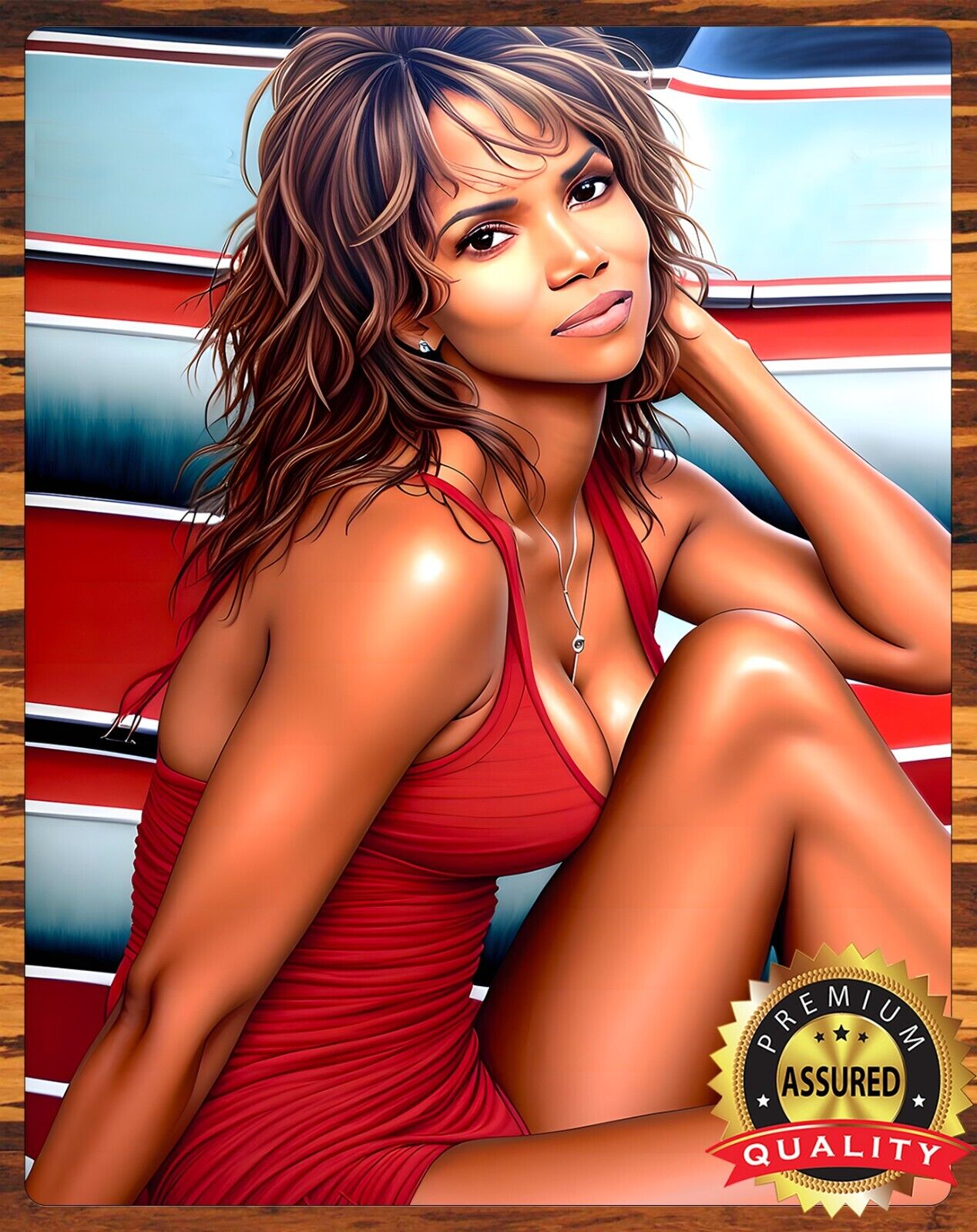 Halle Berry - Iconic Swimsuit Photo - Art To Be Signed - Metal Sign 11 x 14