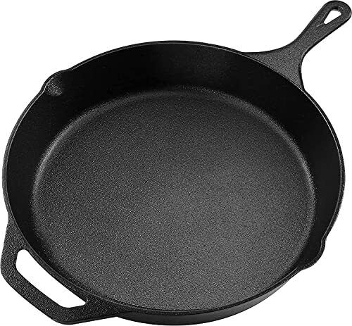  Pre-Seasoned Cast iron Skillet - Frying Pan - Safe Grill 12.5 Inch Black