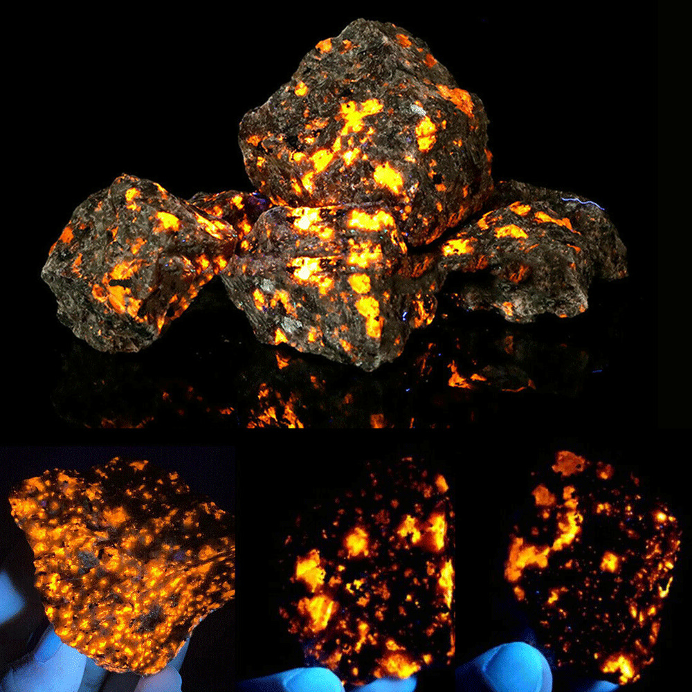 Natural Yooperlite Tumbled Stone UV Reactive Fire Sodalite Gemstone Home Decor