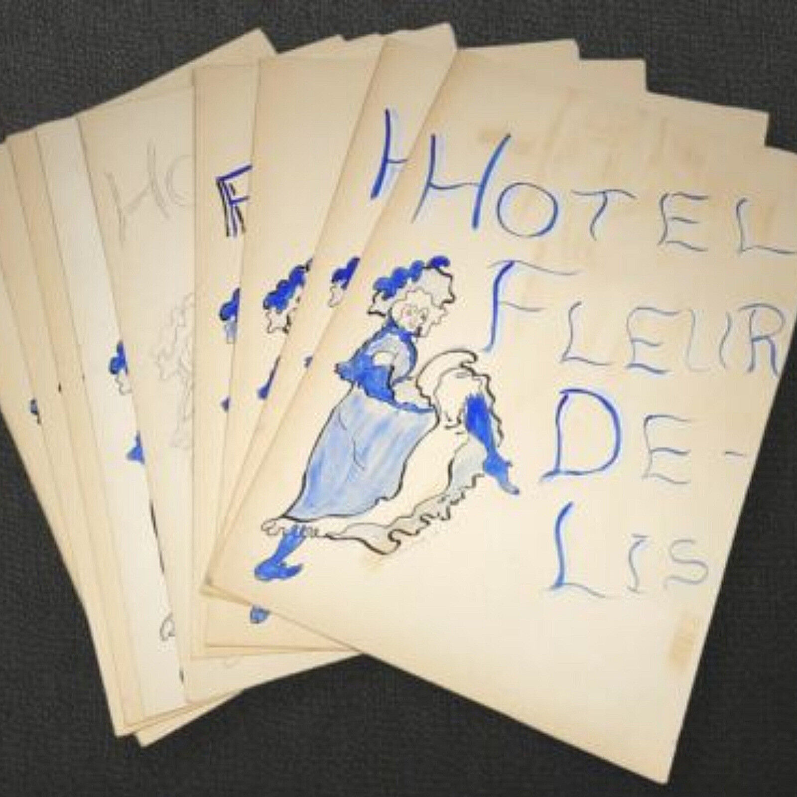 Hotel Fleur De Lis Menu Original Art 1954 Mary Jane Hynds Graphic Design Layout