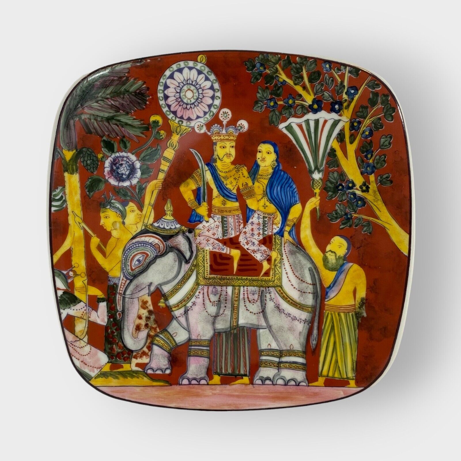 Sri Lankan Hand Painted Ancient Fresco-Mural Plate by Lanka Porcelain