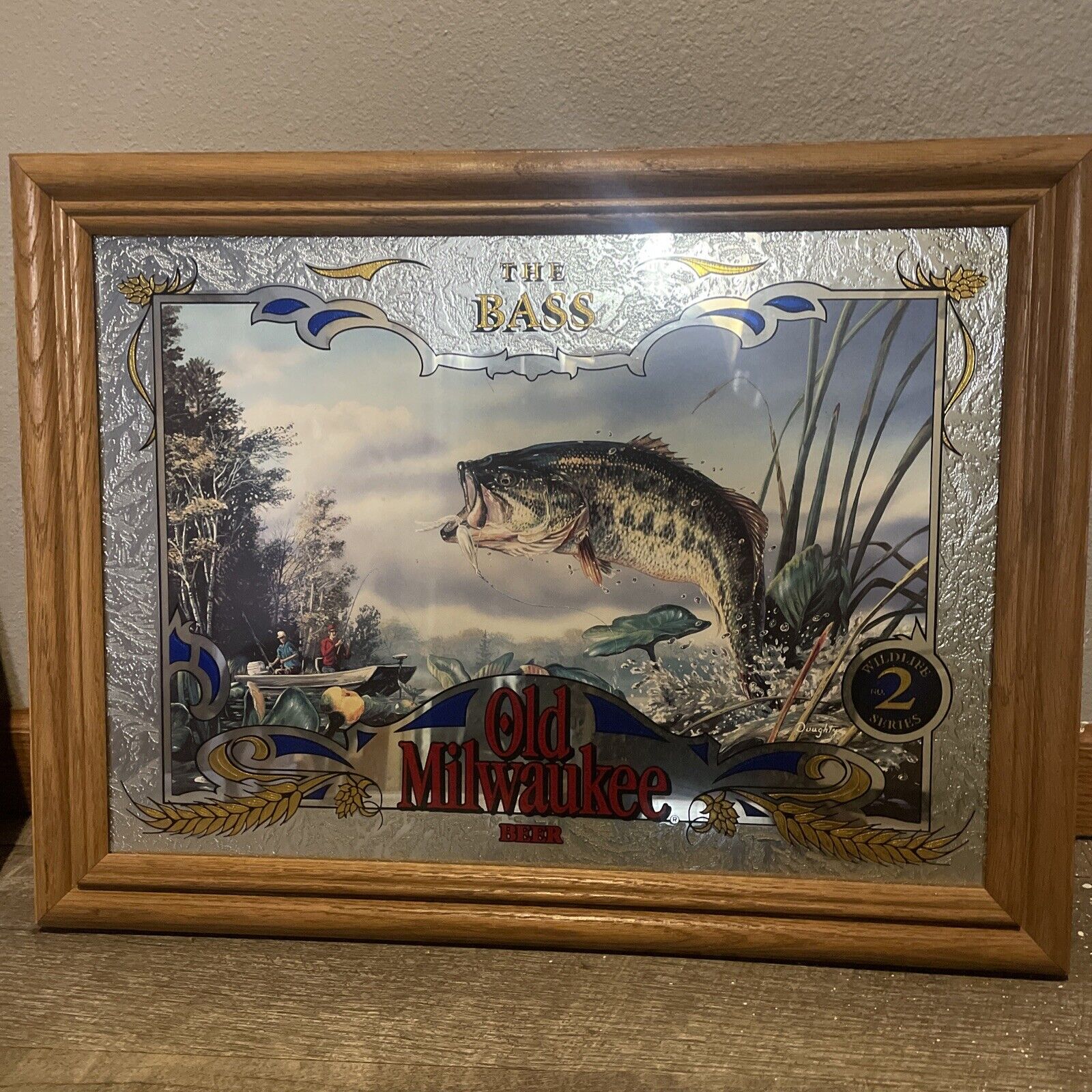 Bar Mirror. Old Milwaukee “The Bass”  Wildlife Series #2