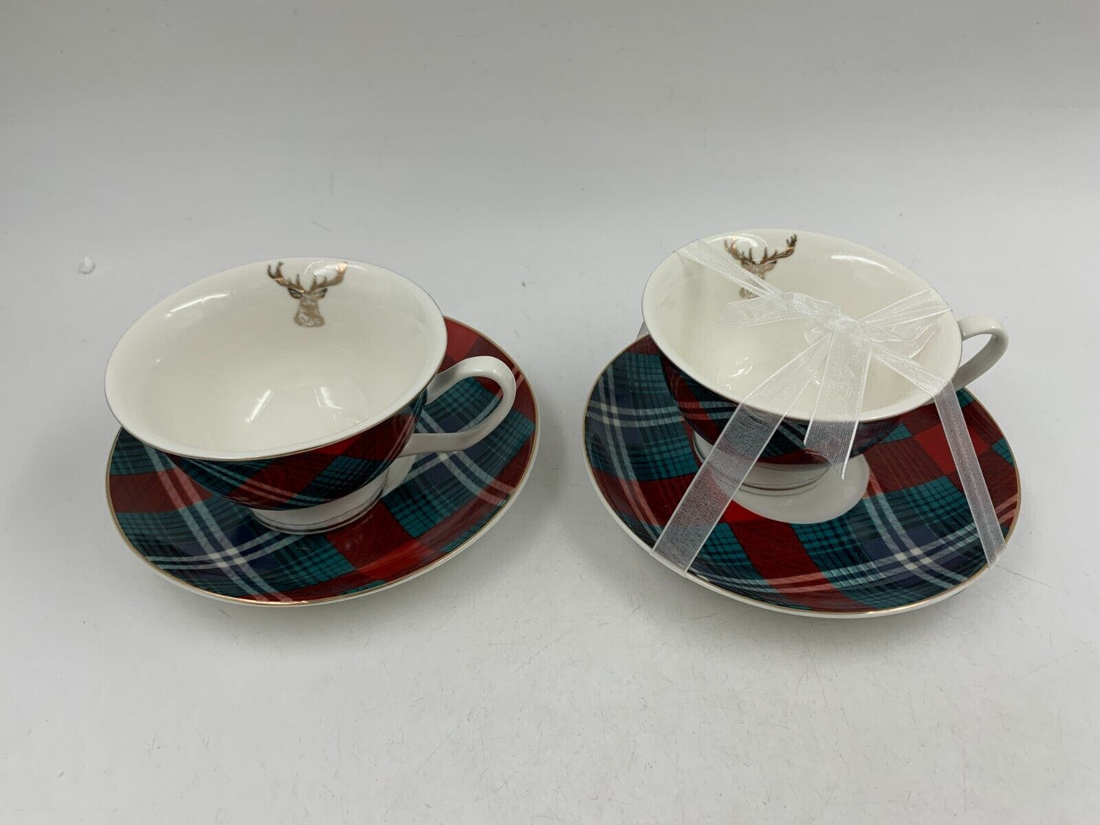 Elegance Porcelain 14oz Winter Teacup & 5in Saucer Set For 2 AA02B31009