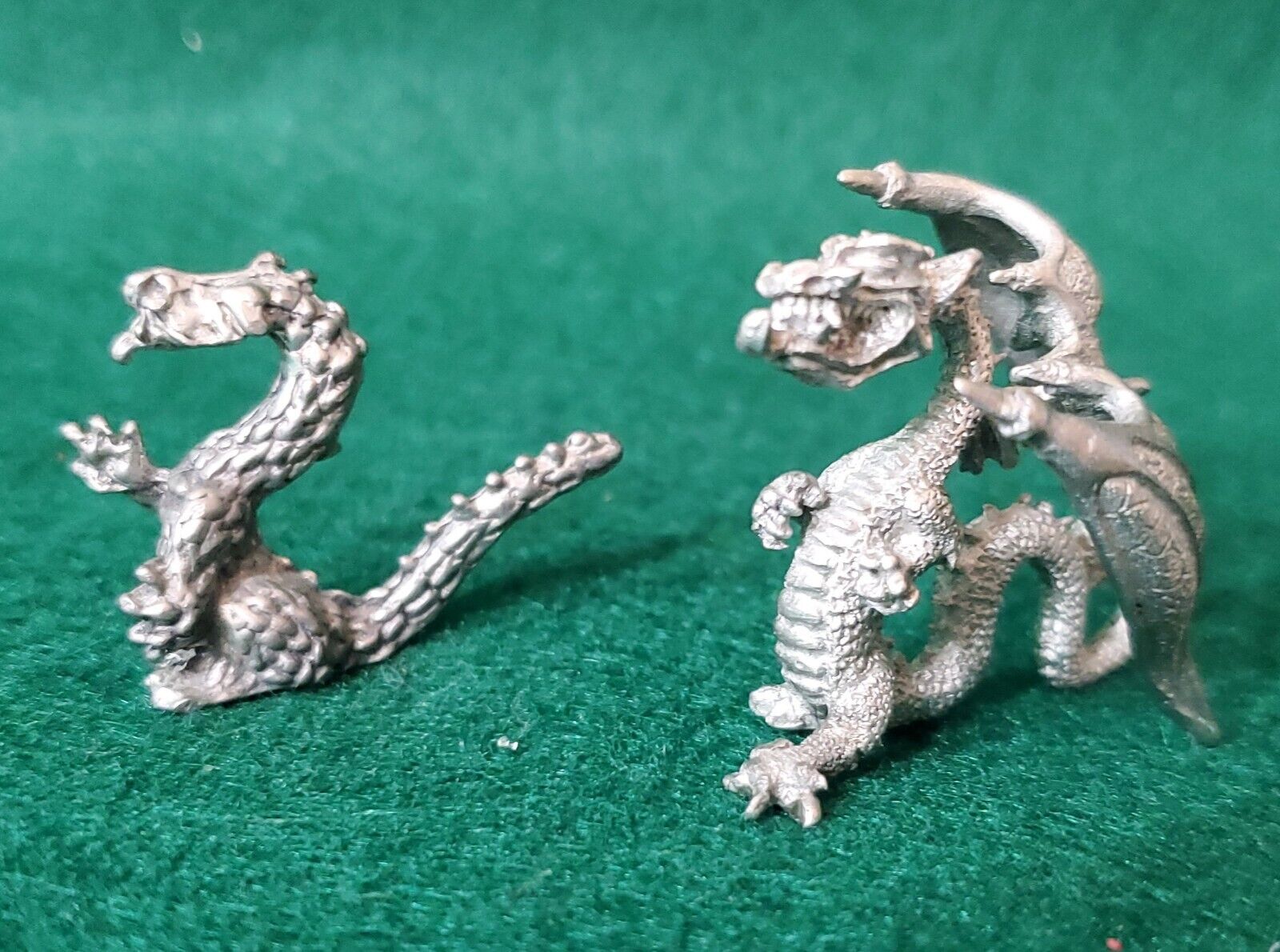 Lot 2  Vintage Pewter Dragon Figurines