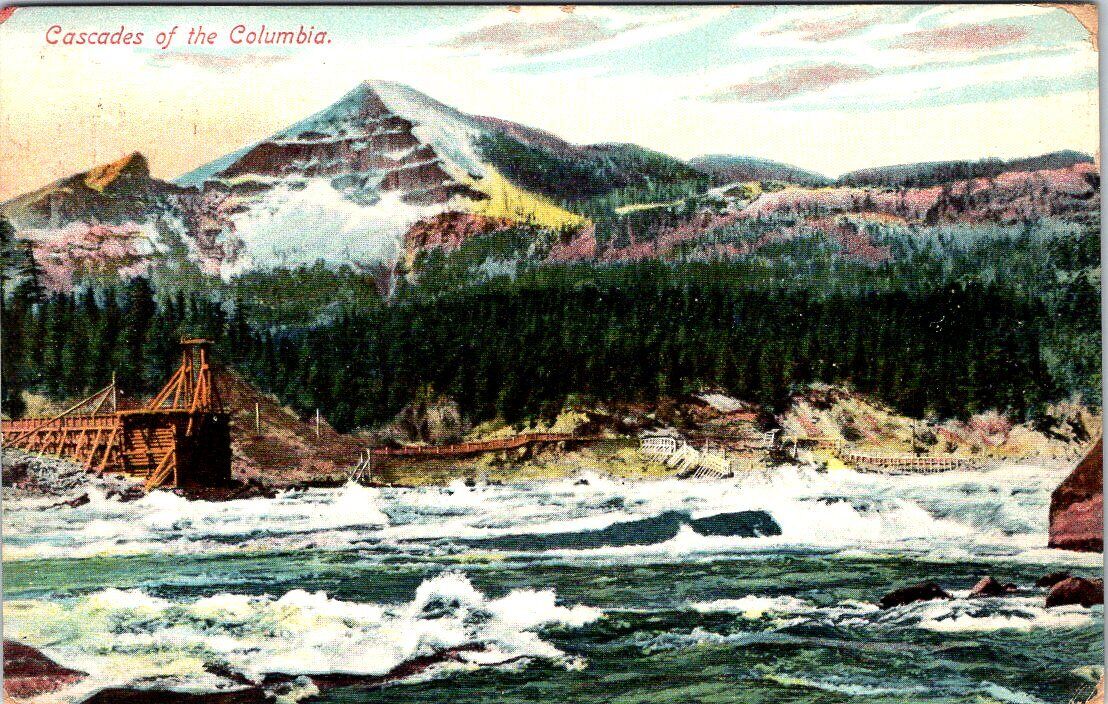 1909, Cascades of the COLUMBIA RIVER, Oregon - Washington Postcard - Gifford