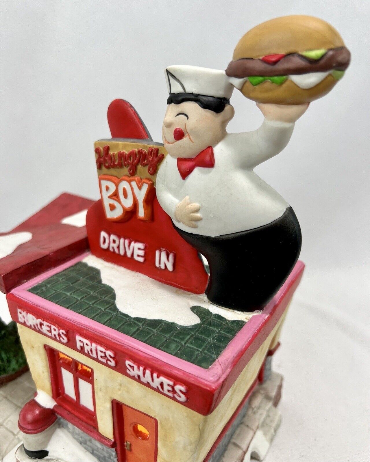 Hungry Boy Drive In Big Burger Fries Shakes Christmas Snow Village Restaurant