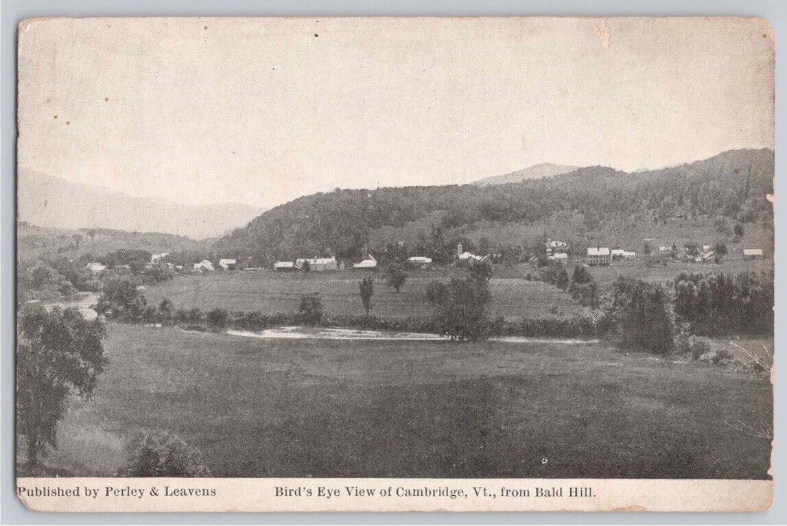 Cambridge Vermont Bald Hill Birds\' Eye View Early 1900\'s Homes Town Creek