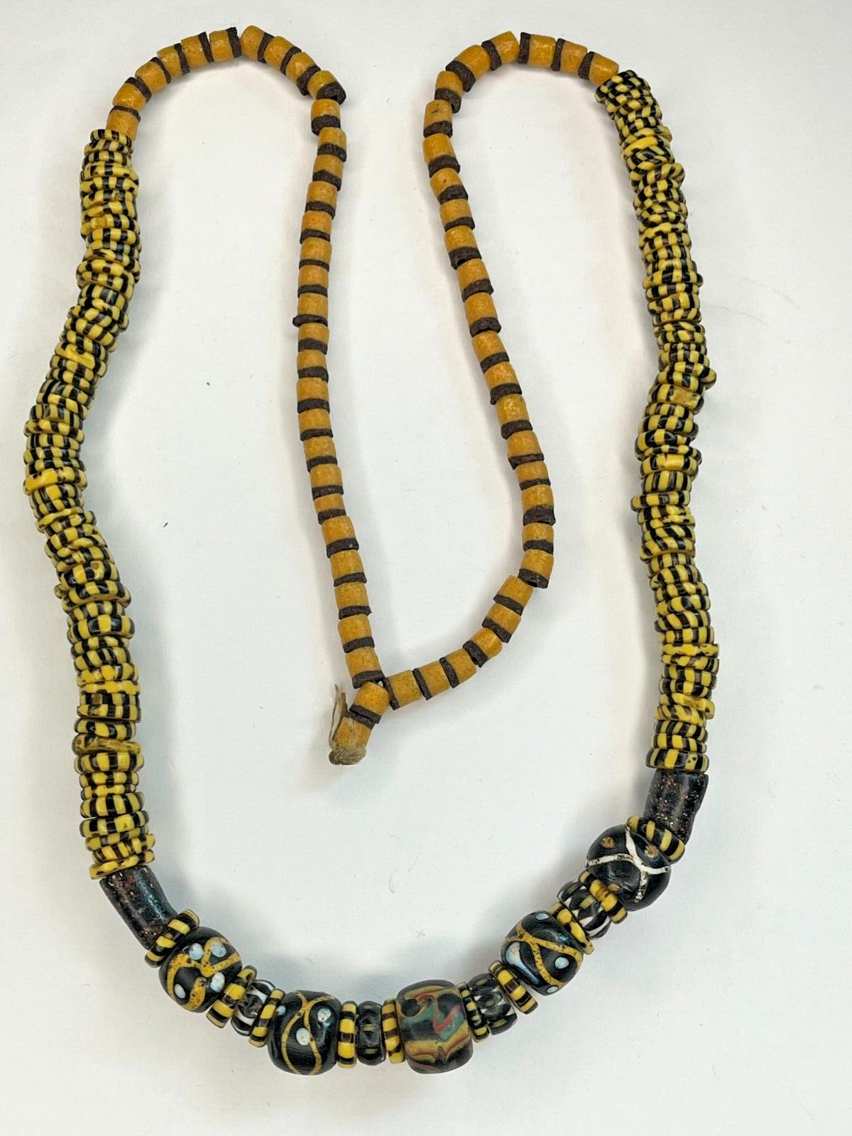 Antique Venetian Aja African Trade Beads; Criss-Cross, Yellow Jacket & Sandcast