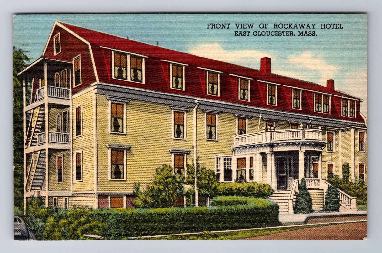 East Gloucester MA-Massachusetts, Rockaway Hotel, Vintage c1954 Postcard