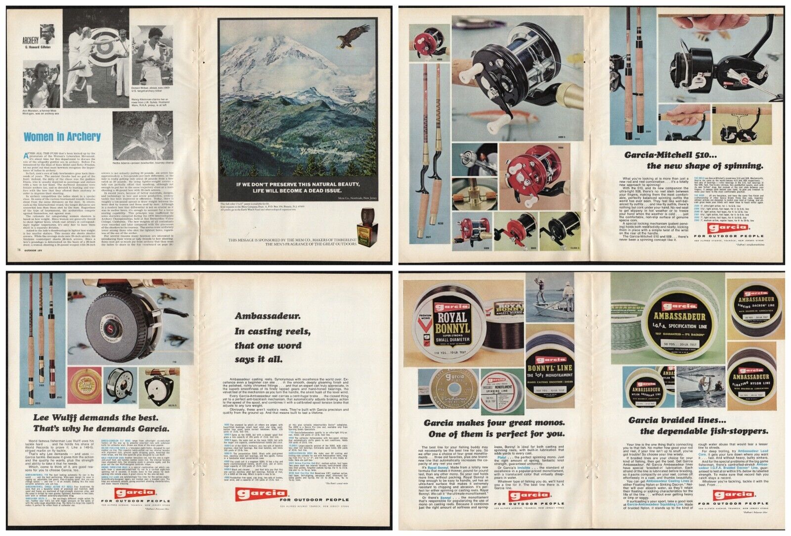 1971 Garcia Mitchell Fishing Rods Reels Casting Line Multi Page Vintage Print Ad