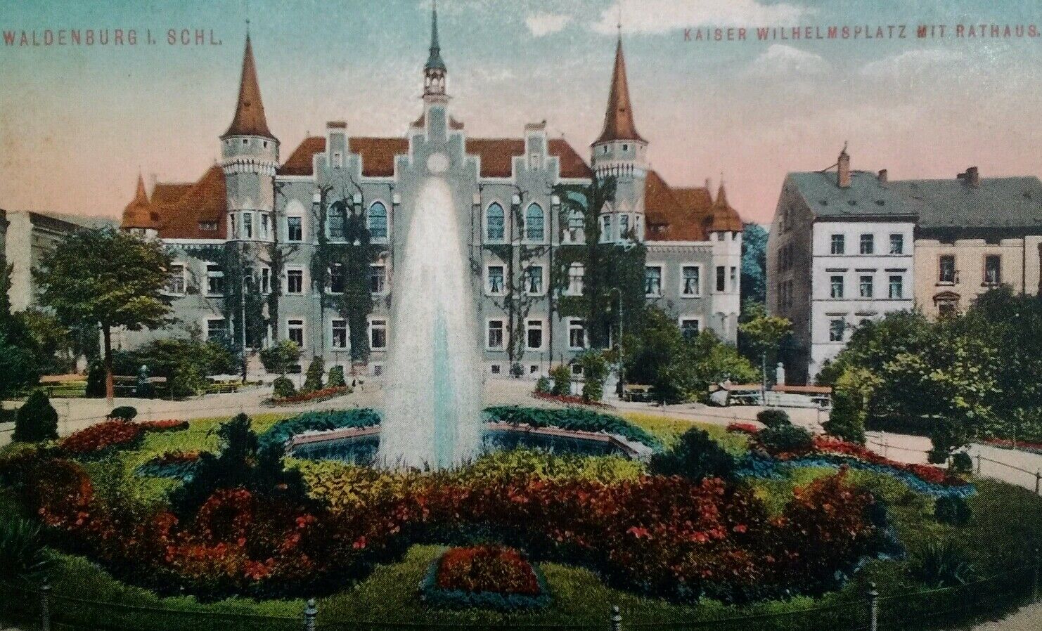Waldenburg Germany Postcard Early 1900s Rare City Hall Kaiser Wilhelm Garden Fou