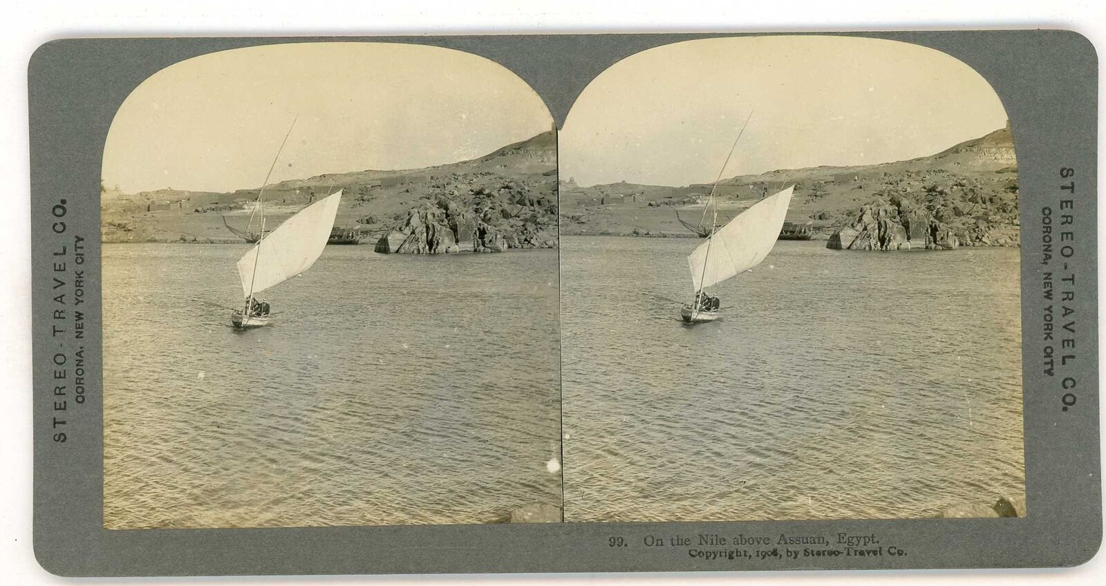 Egypt Assuan SAILING ON THE NILE 1908 Stereo Travel Stereoview steg_099