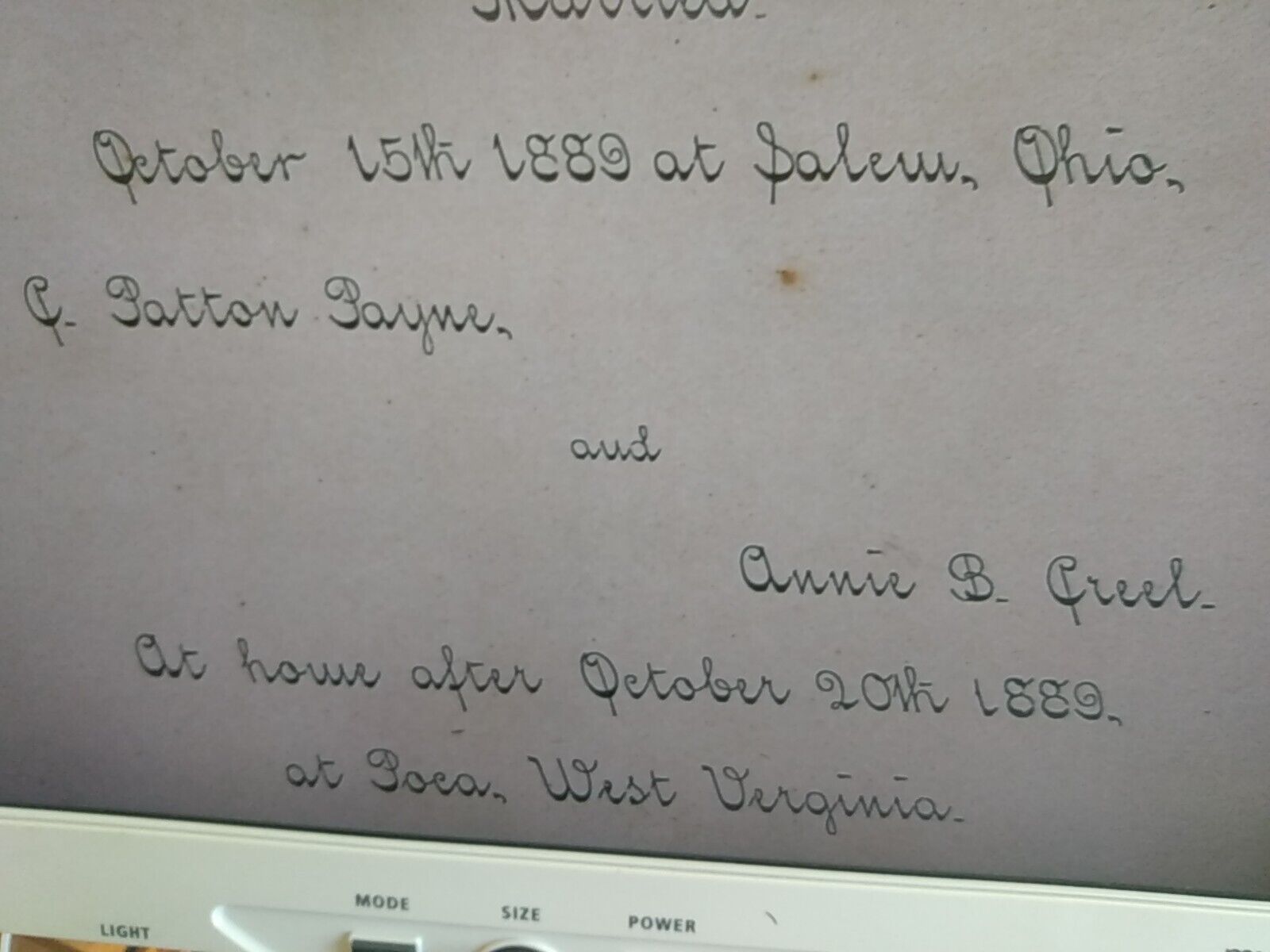 1880 Marriage Announcement Salem Ohio Poca Wva West Virginia