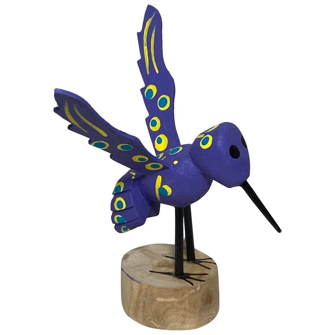 Here is a vintage Signed Folk Art carving, of a bright Hummingbird circa 1990\'s.