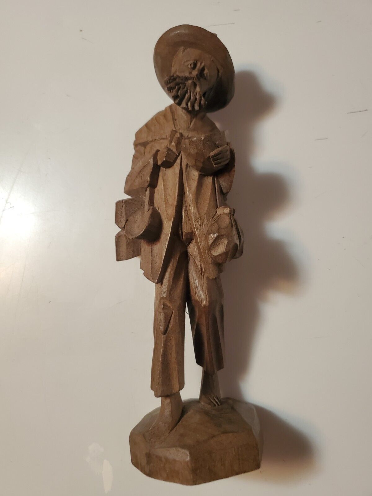 Vintage Carved Wooden Statue Figure Of Peasant Man 10.5\