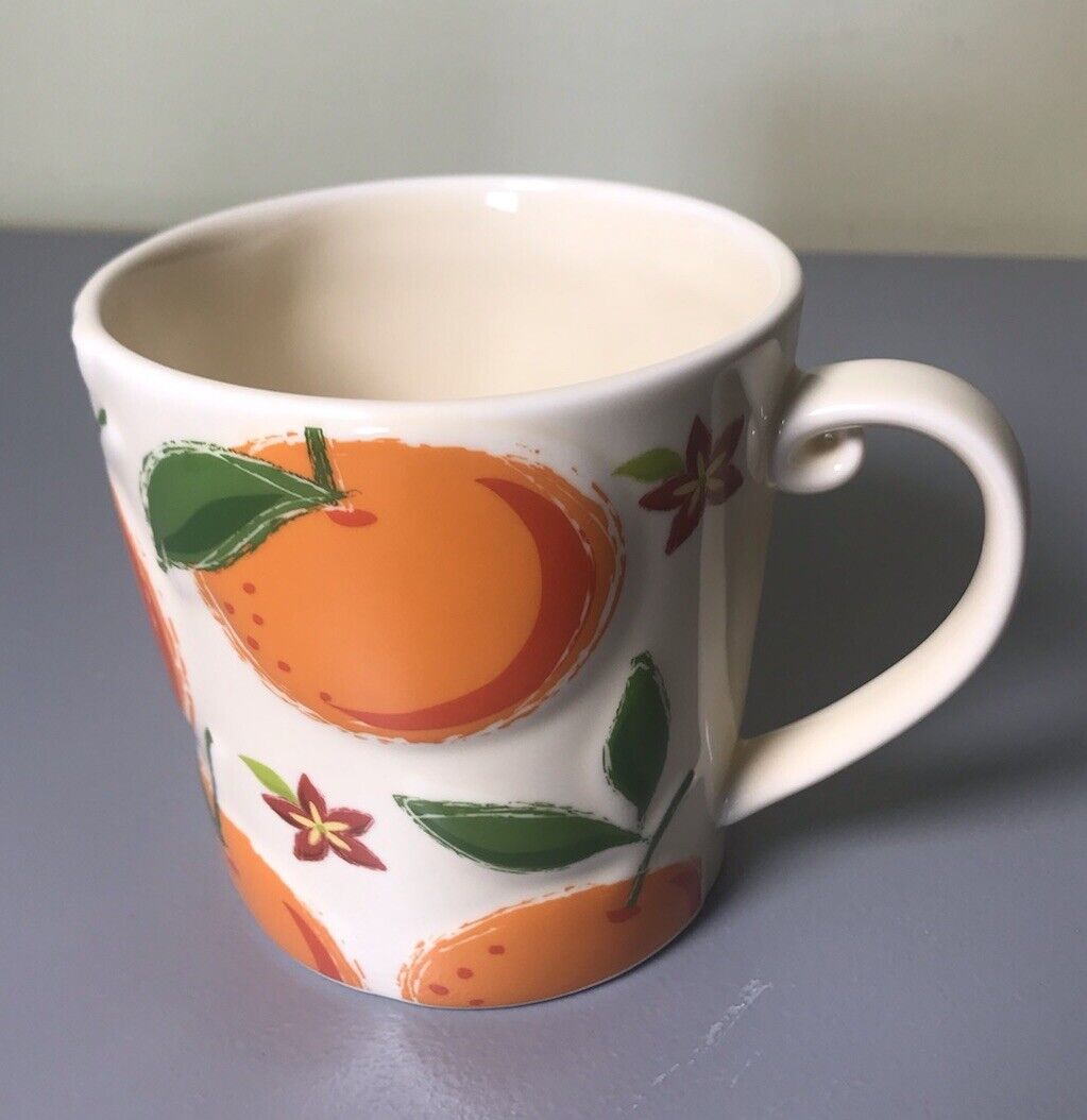 2006 STARBUCKS Coffee Mug Raised Oranges Citrus Fruit Embossed Summer - NEW