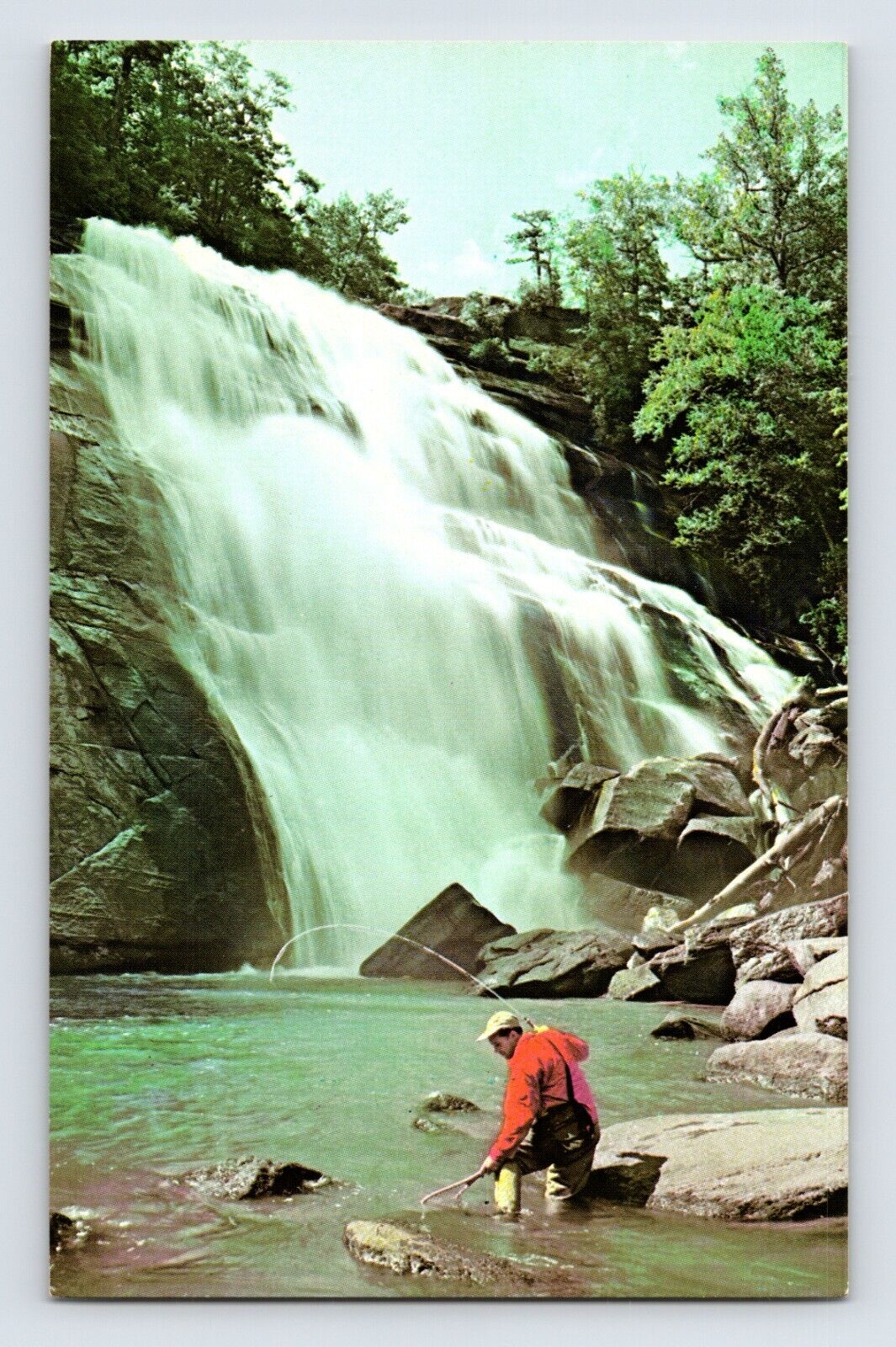 Postcard North Carolina NC Fishing Waterfalls 1970s Unposted Chrome