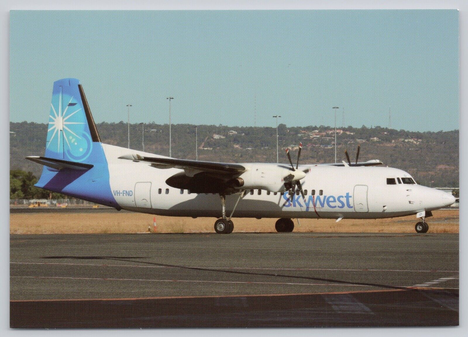 Postcard SkyWest Fokker 50 VH-FND Perth Airlines
