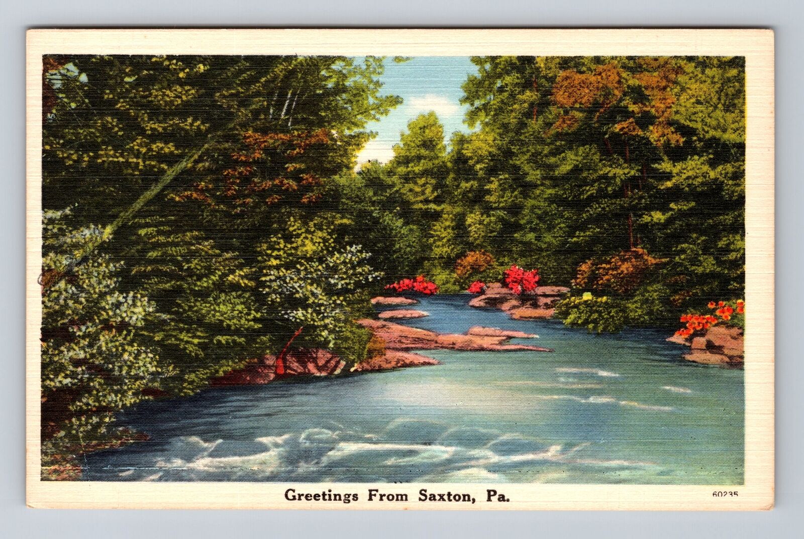 Saxton PA-Pennsylvania, Greetings from Saxton Scenic River View Vintage Postcard