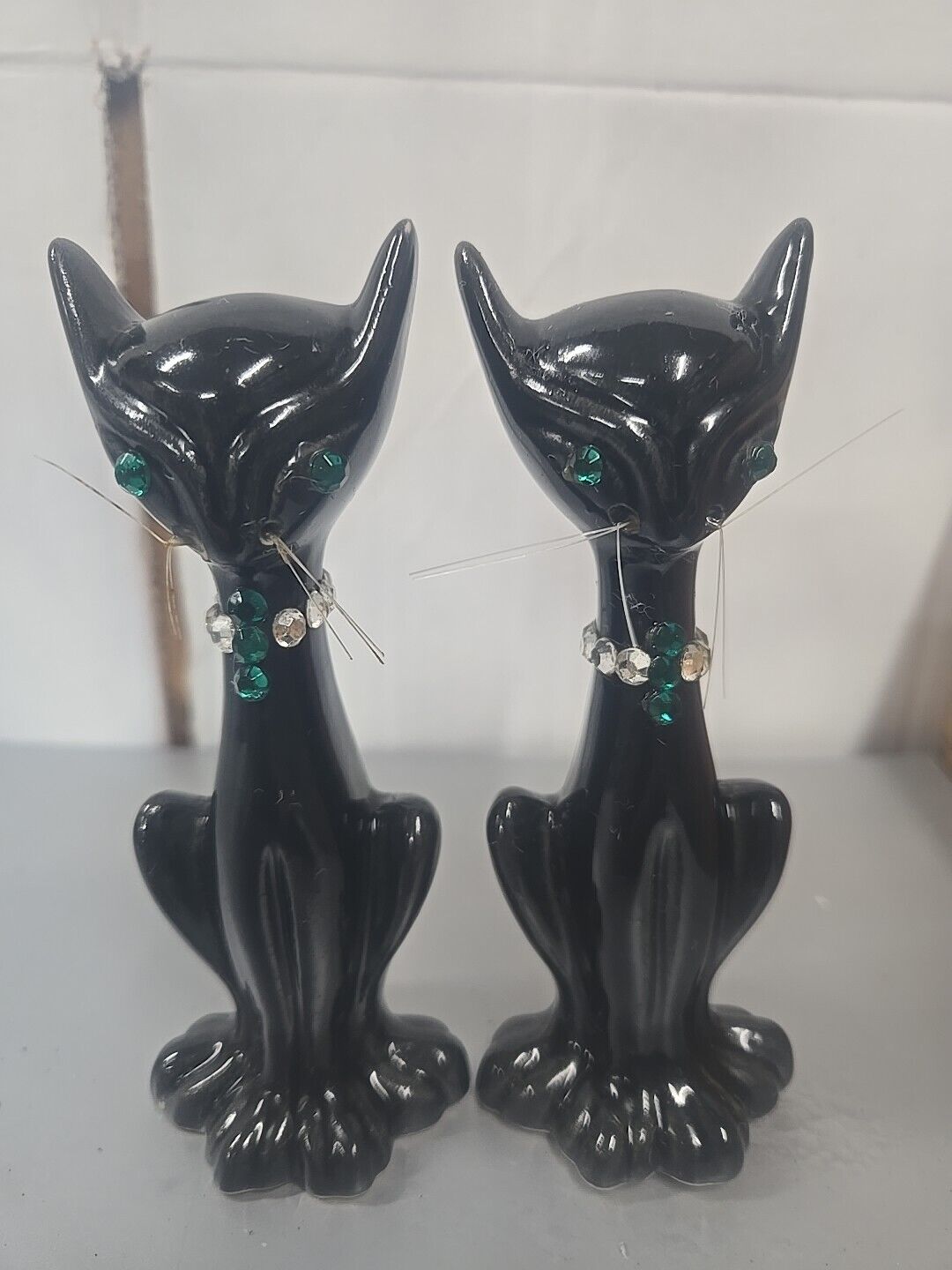 Brinn’s Atomic Siamese Cats Japan Salt & Pepper Shakers Rhinestone Black 