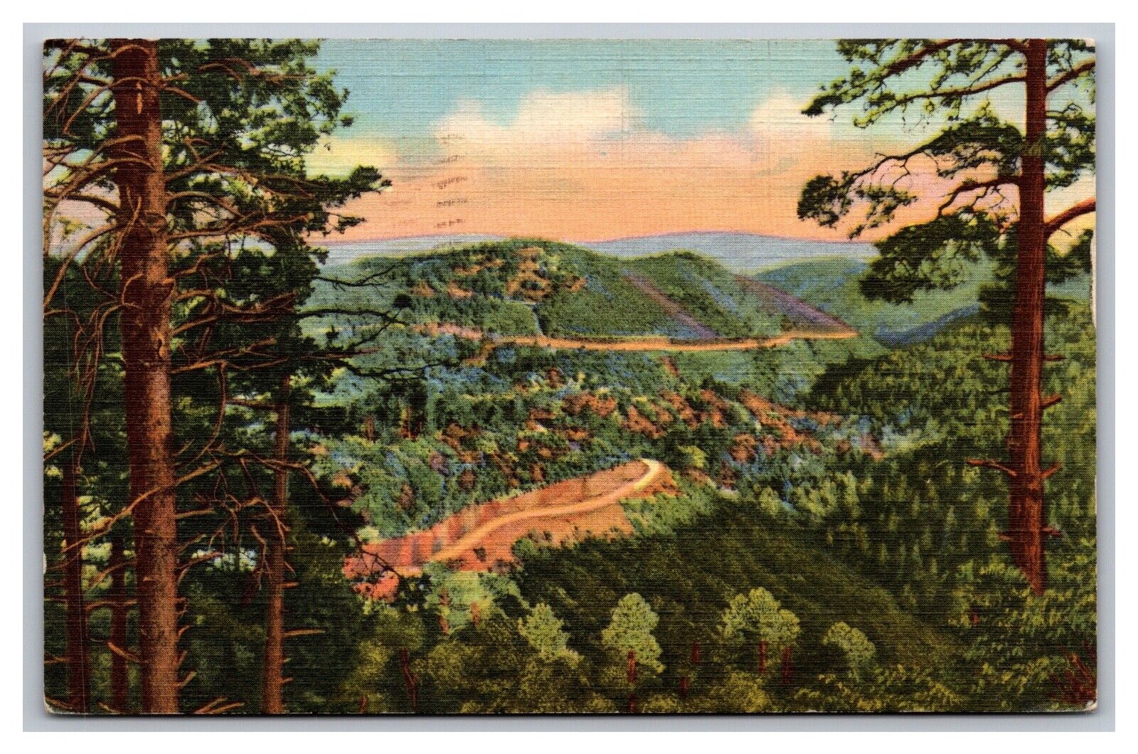 Silver City Hot Springs NM Black Range Scenic Highway Linen Postcard Posted 1946