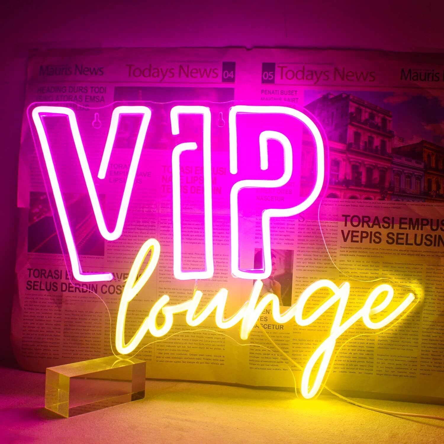 12\'\'x15\'\' Pink VIP Lounge Neon Signs USB Power Bar Hotel Cafe Room Wall Decor