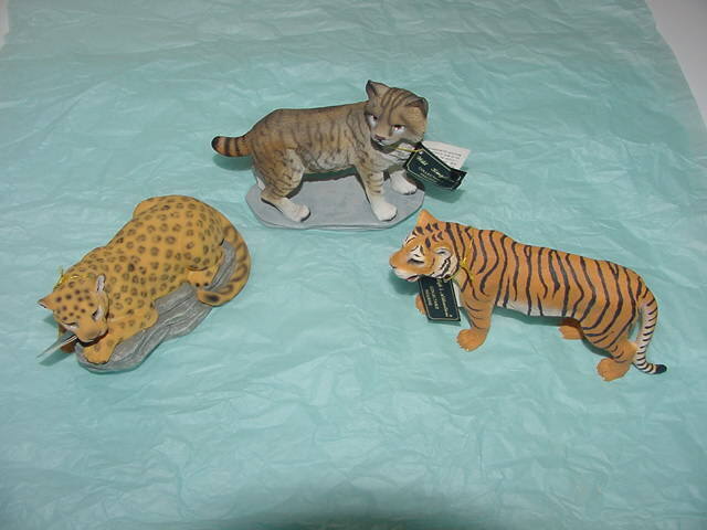 3 - Life\'s Attractions Resin Figurine Tiger Bobcat Leopard Big Cats 5 1/4\