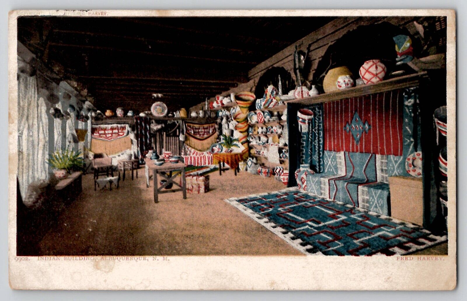 Fred Harvey Native American Indian Building Albuquerque NM Vtg Postcard 1906