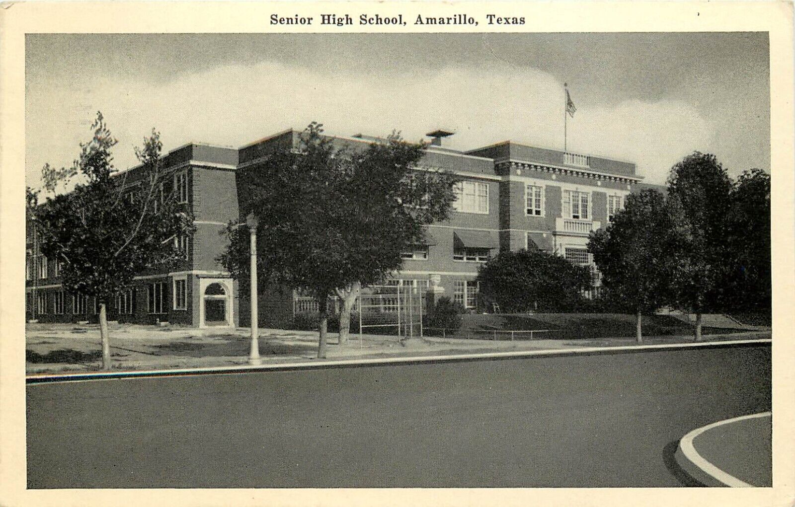 c1940 Postcard; Amarillo TX Senior High School, Potter County, Posted