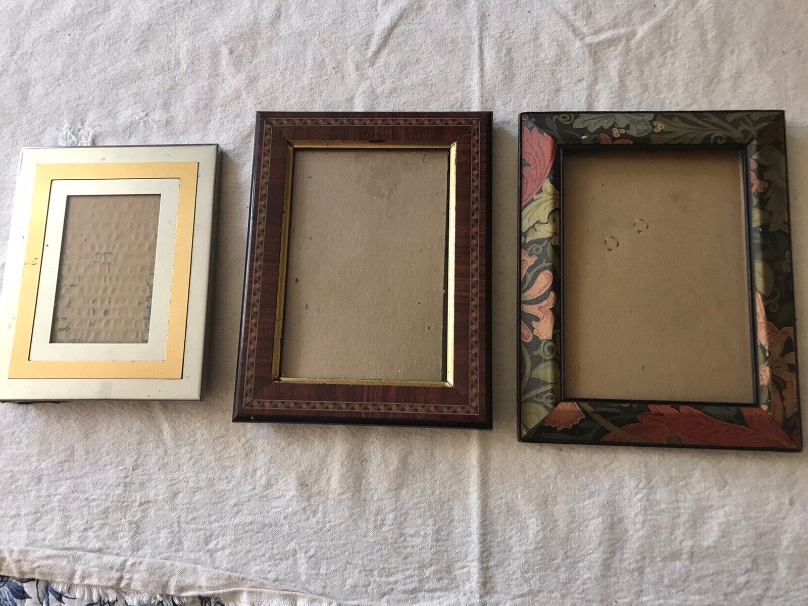 Lot of 3 Vintage 5x7 Art Picture Frames Laquered Wood Metal Painted Wood
