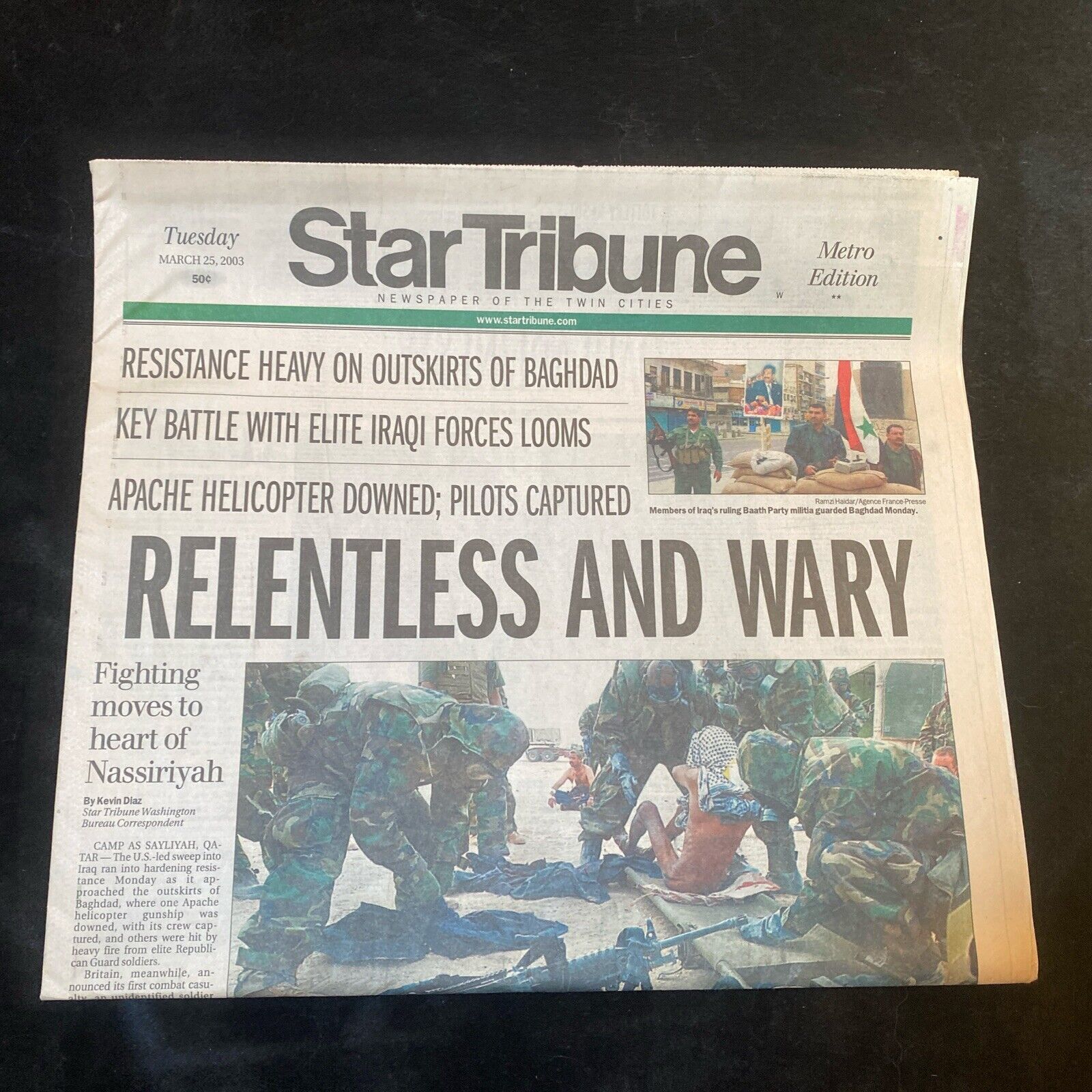 Historic Minnesota Star Tribune Iraq War March 25, 2003 - Section A ONLY